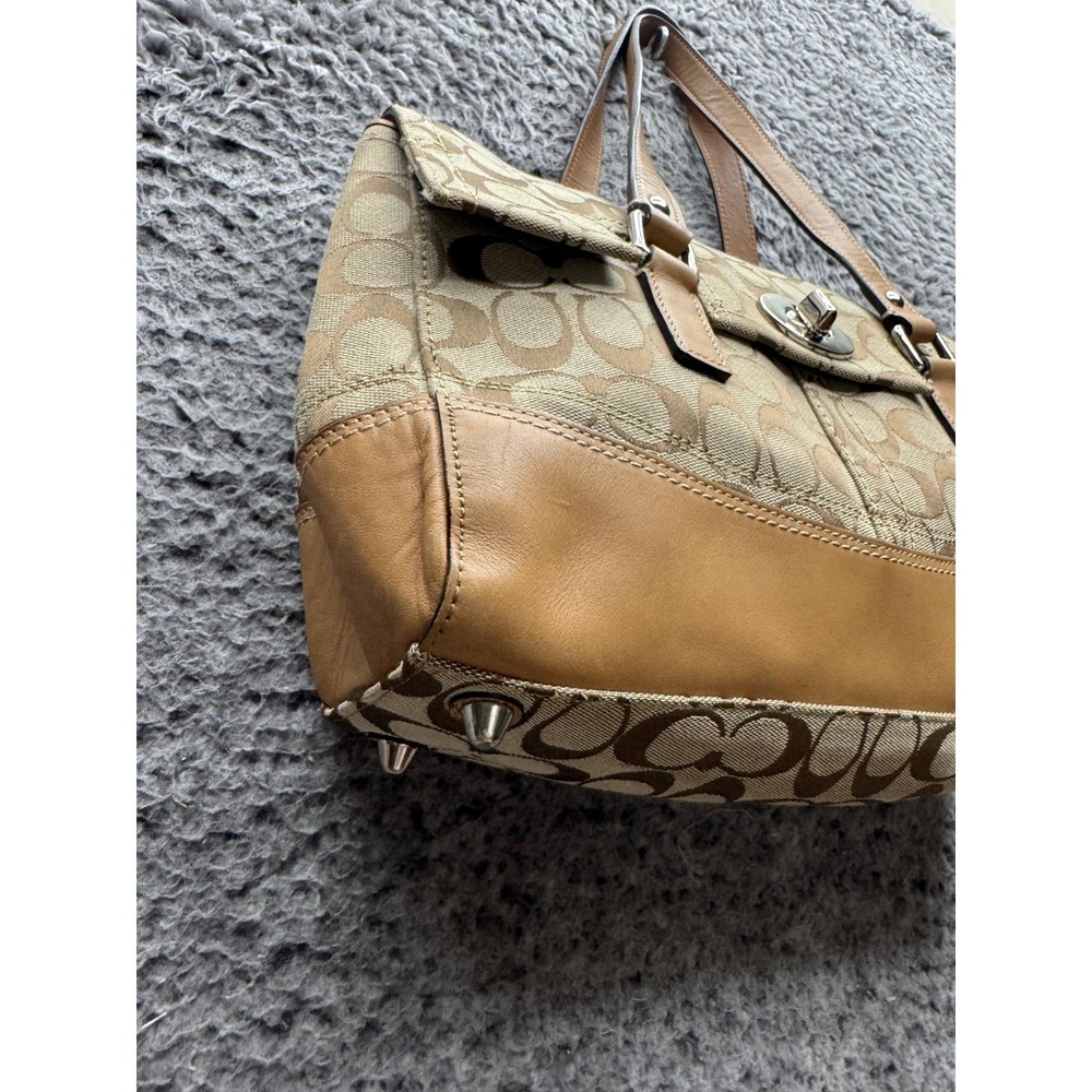 Coach‎ Womens F13070 Signature Jacquard Logo Leather Handbag Multicolor - Picture 5 of 12